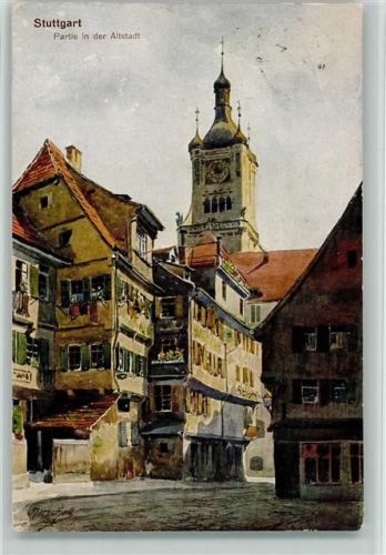 Stuttgart 1913 Aquarellkarte Nr. 3173 Verlag Hochstetter