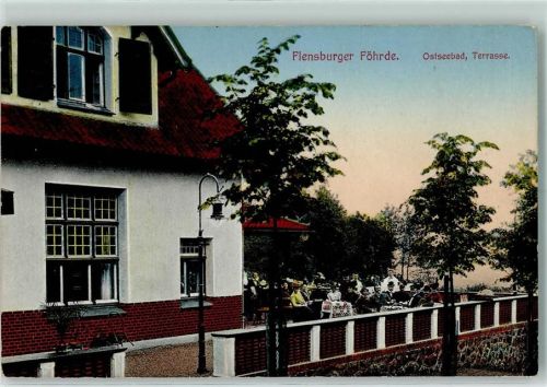 Flensburg 1909 Flensburger Föhrde Ostseebad Terrasse