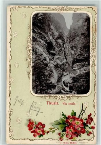 Thusis 1904 Via mala Lithographie/Prägedruck