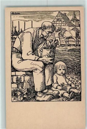 Rudolf Schiestl Mittag - aus Kunst und Leben Verlag Heyder AK