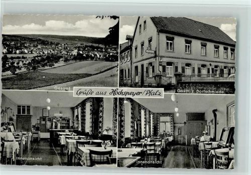 Hochspeyer Gasthaus "Zur Dorfschmiede" mit Innenansicht, gute Erhaltung AK