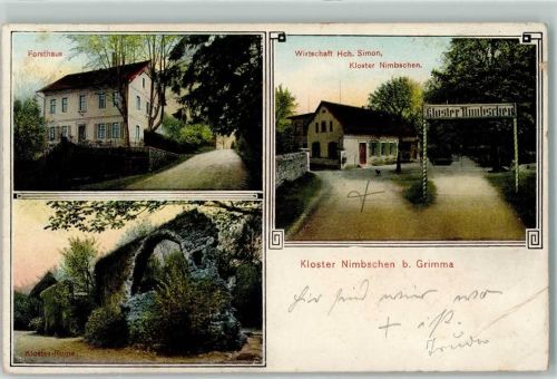 Grimma 1910 Kloster Nimbschen Forsthaus Gasthaus Hch.Simon Kloster-Ruine