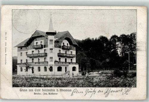 83714 W8160 Miesbach 1910 Gebrauchsspuren Cafe Haidmühle Foto AK