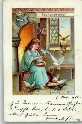 Aschenbrödel AK Aschenputtel 1900 Lithographie