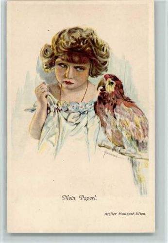 Mädchen mit Papagei