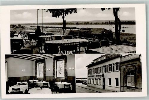 Mittelheim Gasthaus Rheinterrasse Ruthmann Gastraum TerrasseBleiglasfenster