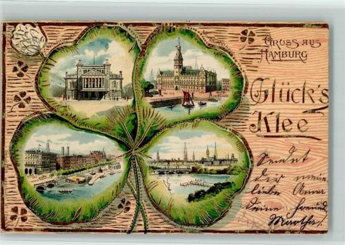 Hamburg 1904 Stadttheater Neues Rathaus Alter Jungfernstieg Lambards Brücke Vierblättriges Kleeblatt