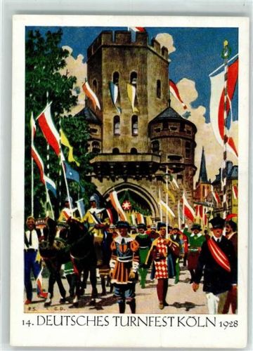 Köln Altstadt-Süd 101 1928 14. Deutsches Turnfest 1928 Histor. Festzug Severintor sign. F.S.
