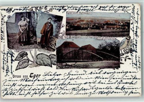 1903 Gruss aus - Trachten, Egerbrücke AK Böhmen / Mähren