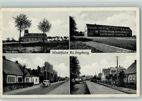 23812 W2362 Wahlstedt Gebrauchsspuren Neue Kirche Neue Schule Ortsansichten 4-Bildaufnahme