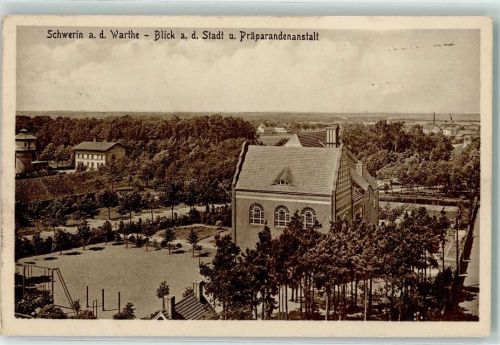 Schwerin a. Warthe Skwierzyna 1915 - Blick a.d. Stadt u. Präparandenanstalt