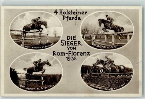 W2200 Elmshorn Holsteiner Pferde Sieger von Rom-Florenz 1932 Hindernisreiten 1936 Karte beschädigt