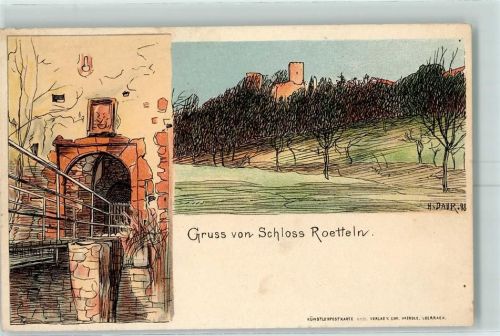 Rötteln Burg Schloß Verlag Haerdle Nr. 12 Daur, H. 1898 Lithographie