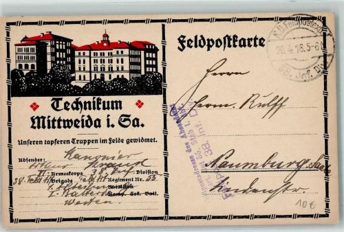 Mittweida 1916 Technikum Feldpostkarte