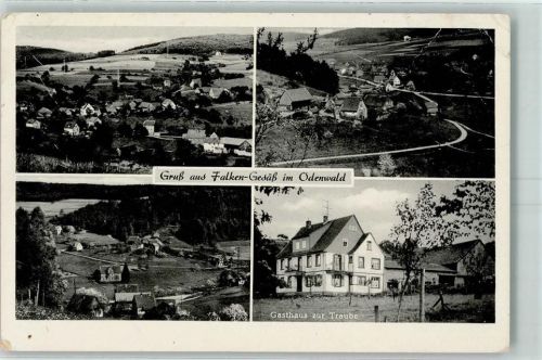 64711 W6124 Falken-Gesäß Gebrauchsspuren Gasthaus Zur Traube Bes Wilh. Schmidt Überstempel