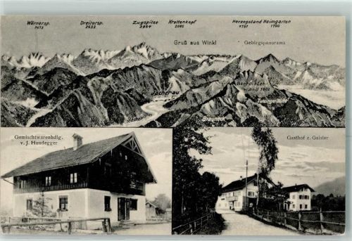 Winkl Gemischtwarenhandlung von J. Hundegger Gasthaus Zum Gaisler Ort handschriftlich