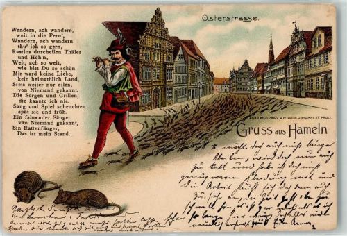 Hameln 1908 Gruss aus Osterstraße - Rattenfänger Sagen