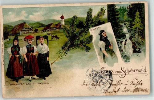 Gutach 1907 Schwarzwald Trachten Gutacherin Markgräflerin St. Georgerin Bauernhaus