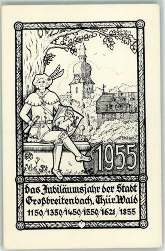 Großbreitenbach 1955 Jubiläumsjahr d. Stadt Großbreitenbach 1955 Edelmann Zeichnung