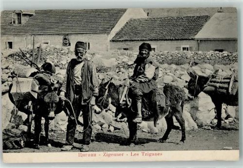 1916 Les Tziganes mit Esel AK