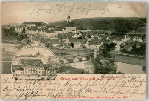 Neustadt 1902 Gasthaus zur Eisenbahn Pfarrkirche St. Georg