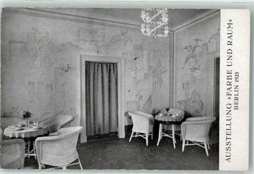 Berlin, unsortiert Ausstellung Farbe und Raum 1925 Raum 4 Konditorei Damenzimmer Korbmöbel