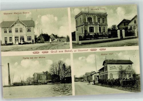 25364 W2205 Bokel b Elmshorn 1911 Gebrauchsspuren Bäckerei Macus Greick Michael`s Villa bei der Mühle Bokler Hof