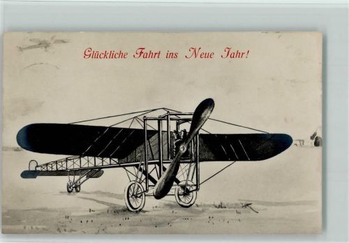 Glückliche Fahrt , Neujahr AK Glückwunsch Flugzeug 1919