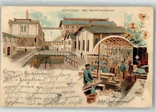 Bad Salzuflen Stärkefabrik Nr. 6 Holz Bearbeitung Lithographie