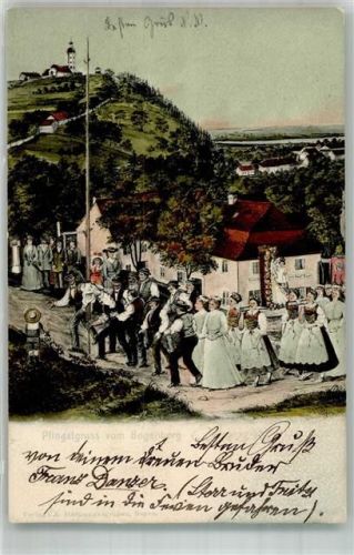 Bogen 1905 Tracht Pfingstgruß vom Bogenberg