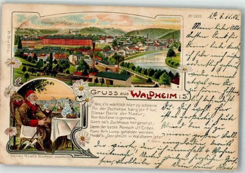 Waldheim 1901 Lithographie Königl. Strafanstalt