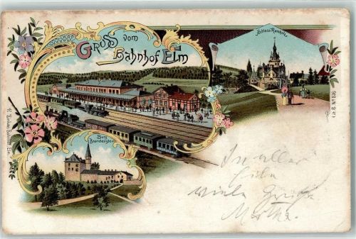 Elm 1899 Bahnhof Schloß Ramholz Burg Brandenstein Bahnpost Zug 204