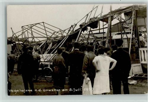 Dresden Vogelwiese Jahrmarkt - Unwetter 1930, gute Erhaltung AK