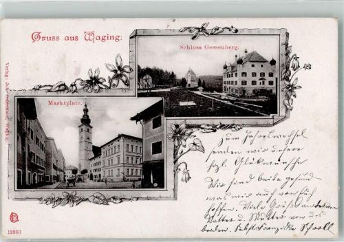 83329 W8221 Waging a. See 1901 Passepartout Marktplatz Schloß Gessenberg