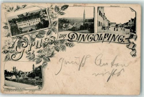 Dingolfing 1897 Knaben-Schulhaus Hohe Brücke Marienplatz