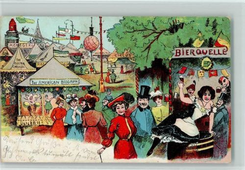 Buden, Karussell AK Jahrmarkt 1904 Lithographie