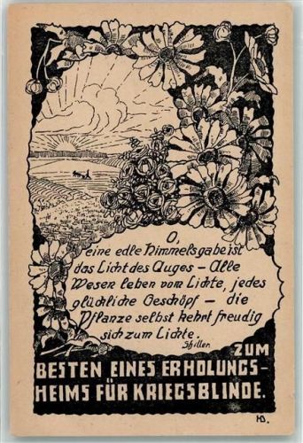 Hamburg 1920 Verein Erholungsheim für Kriegsblinde Gedicht von Schiller