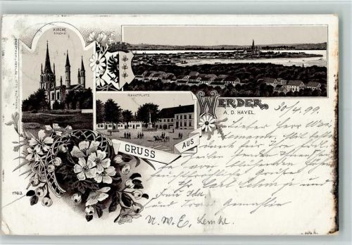 Werder 1899 Gruss aus - Litho, Eckknick
