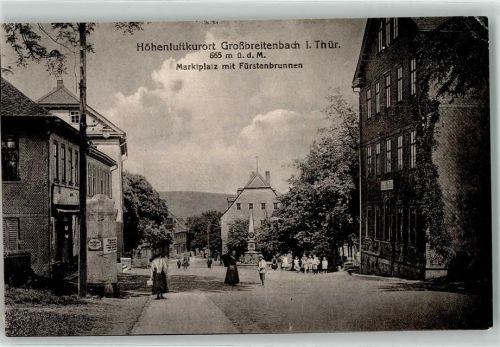 98701 O6309 Großbreitenbach - Marktplatz mit Fürstenbrunnen
