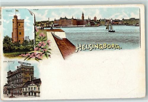 Helsingborg 1899 Kärnan Hotel Mollberg Lithgraphie