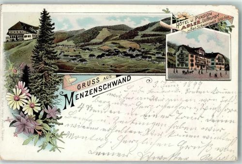 Menzenschwand 1899 Hotel Pension Adler Lithographie