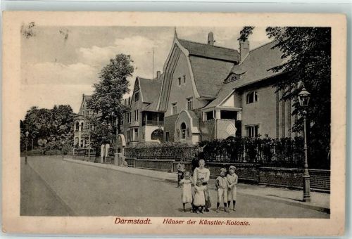 Darmstadt 1917 Häuser der Künstler Kolonie Feldpost WK I Rekruten Depot 3 Ersatzbatterie Feldart. Regt. Nr 25