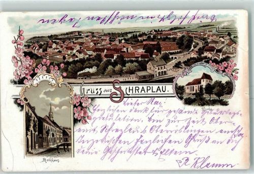 Schraplau 1896 Ratahus Kirche Lithographie