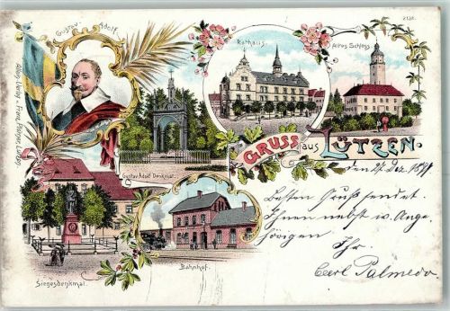 Lützen 1899 Porträt Gustav Adolf Denkmal Rathaus Altes Schloss Bahnhof Siegesdenkmal