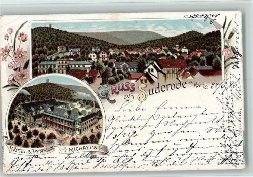 Bad Suderode 1996 Gruss aus - Litho, Hotel Michaelis, Eckknick AK