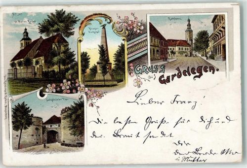 Gardelegen 1898 Salzwedeler Tor St. Marien-Kirche Rathaus Kriegerdenkmal
