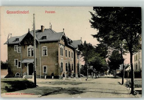 01900 O8501 Großröhrsdorf , OL 1908 - Postamt Handkolorierte Künstlerkarte
