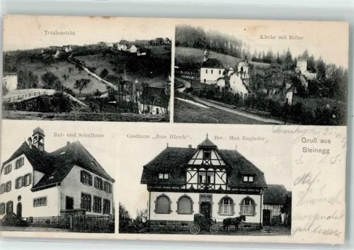 Steinegg Kirche Ruine Rathaus Schule Gasthaus Zum Hirsch Max Enghofer