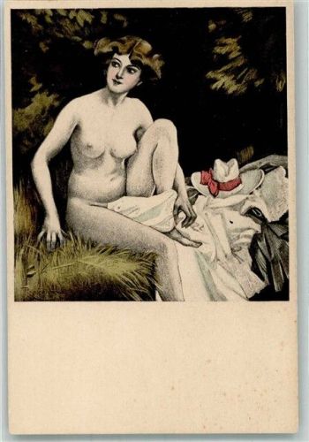 Simplicissimus Serie VIII Nr. 5 Erotik Akt Nach dem Bade