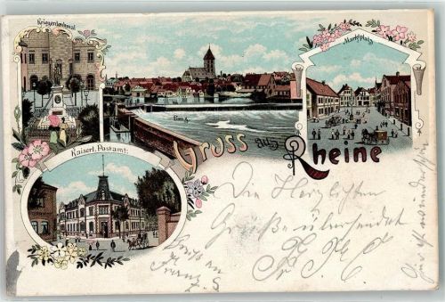 Rheine 1899 Ems Kriegerdenkmal Kaiserl. Postamt Marktplatz